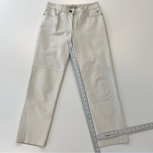 Blink from DANIER leather pants jeans ecru white high waist straight leg size 6 - Picture 13 of 14
